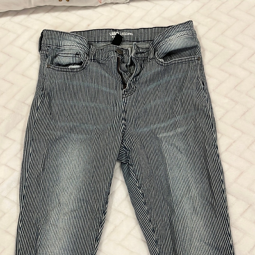 Gap Blue and White Striped Jean Legging size 2/26